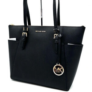 Michael Kors Large Charlotte Tote Bag Black/Gold (NWT)